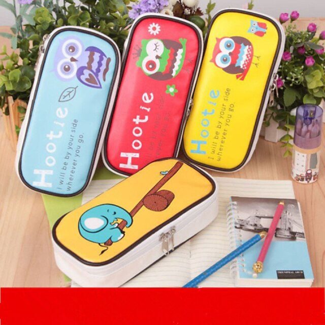  The New Cute Owl Large Capacity Pen Bag Candy Color Pen Bag