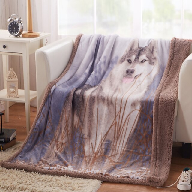  130*160cm 3d Wolf blanket cashmere plaids