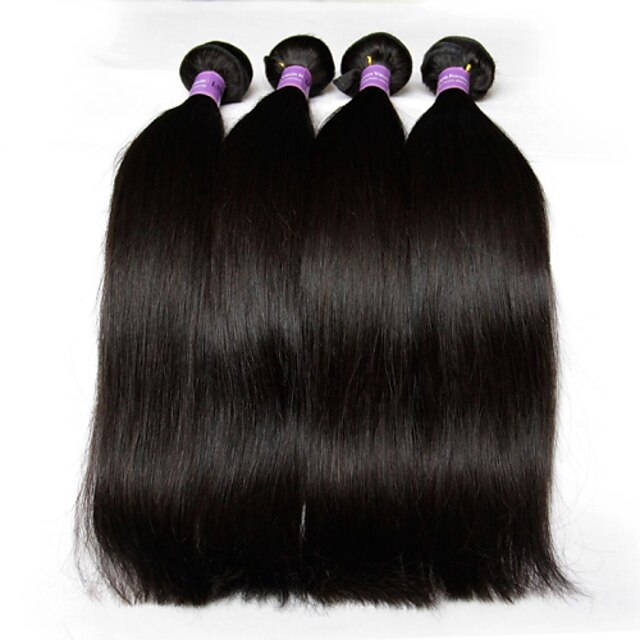  3 Bundles Peruvian Hair Straight Natural Color Hair Weaves / Hair Bulk Human Hair Weaves Human Hair Extensions