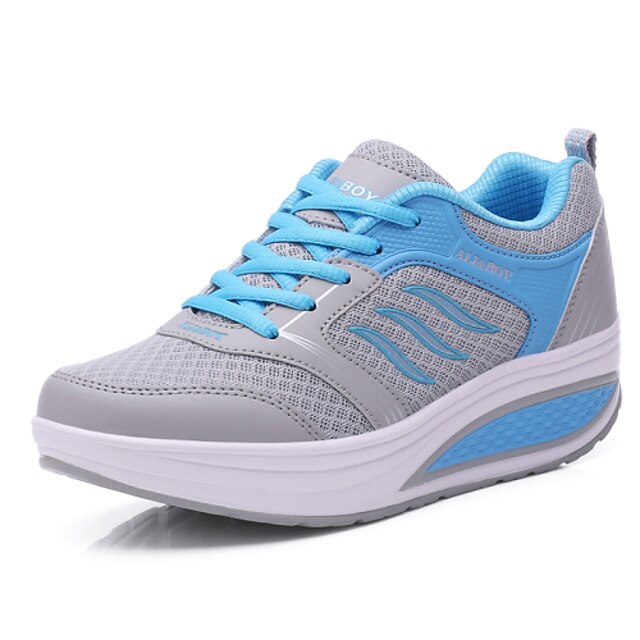  Women's Spring Summer Fall Winter Comfort Leather Tulle Lace-up Grey Black White Blue Fuchsia Fitness & Cross Training