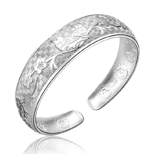  Mulheres Pulseiras Algema Flor senhoras Prata de Lei Pulseira de jóias Prata Para Casamento / Prata Chapeada