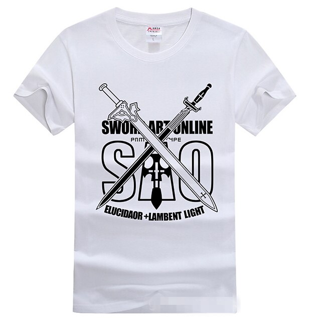  مستوحاة من Sword Art Online Kirito أنيمي أزياء Cosplay تأثيري تي شيرت طباعة كم قصير T-skjorte من أجل للرجال للمرأة