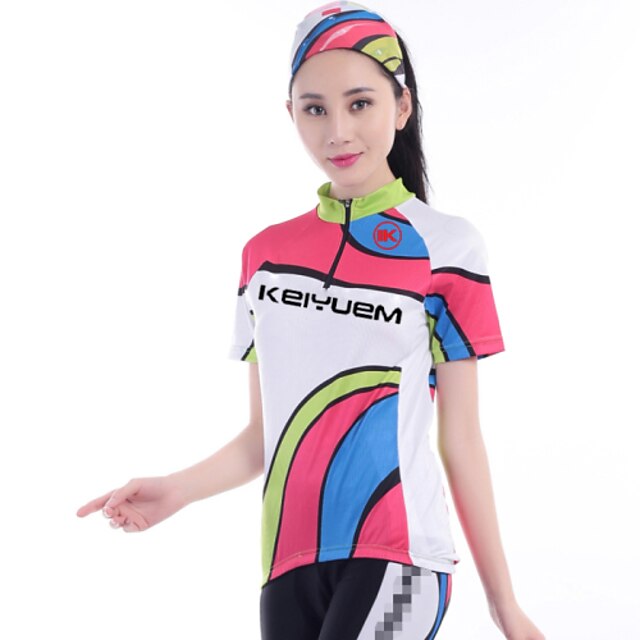  KEIYUEM Women's Short Sleeve Cycling Jersey Mesh Bike Jersey Waterproof Windproof Breathable Quick Dry Sports Classic Mountain Bike MTB Clothing Apparel / Stretchy