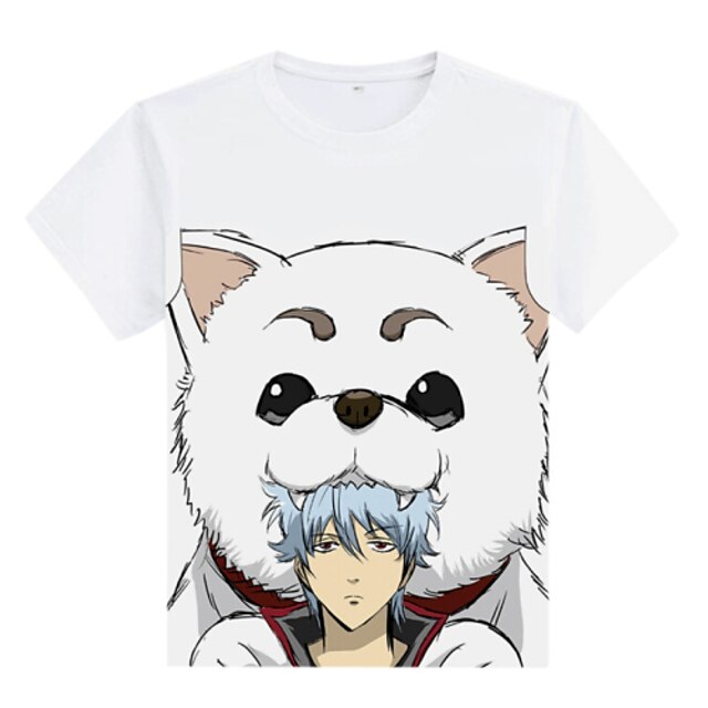  Inspired by Gintama Gintoki Sakata Anime Cosplay Costumes Cosplay T-shirt Print Short Sleeves Coat For Men's Women's