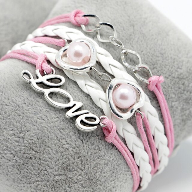  Women's Stack Leather Bracelet - Vintage, Party, Casual Bracelet Pink For Daily