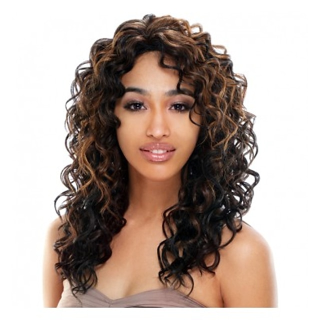  Fashion Mix-color Long Curly Woman's Synthetic Wigs Hair