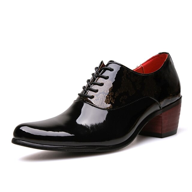  Men's Novelty Shoes Comfort Shoes Spring / Fall Casual Party & Evening Office & Career Oxfords Patent Leather Slip Resistant Black / Blue / Block Heel / Lace-up / EU40