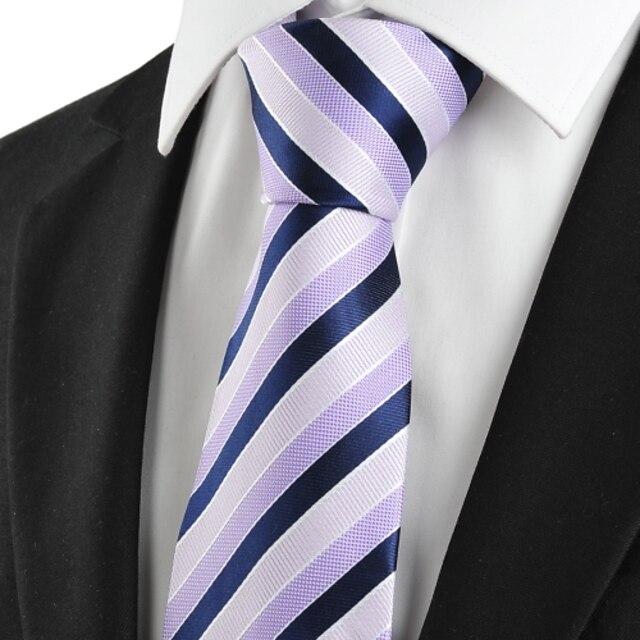  New Striped Lilac Navy Formal Men's Tie Necktie Wedding Party Holiday Gift #1021