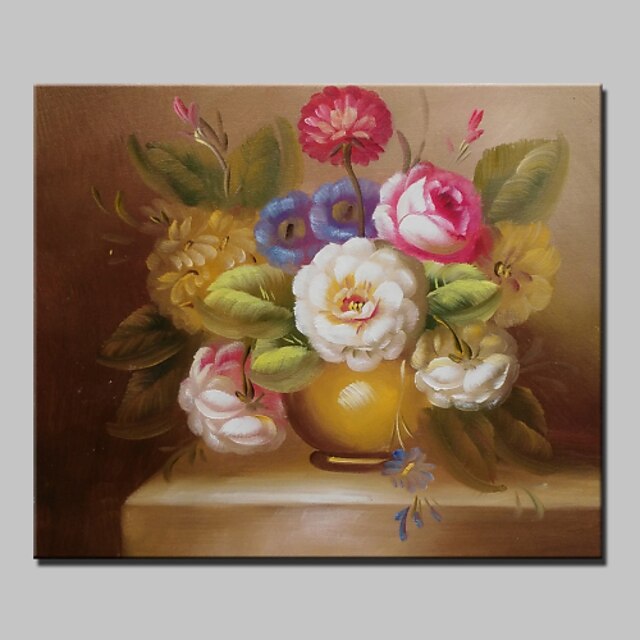  Peinture à l'huile Hang-peint Peint à la main - A fleurs / Botanique Classique Inclure cadre intérieur / Toile tendue