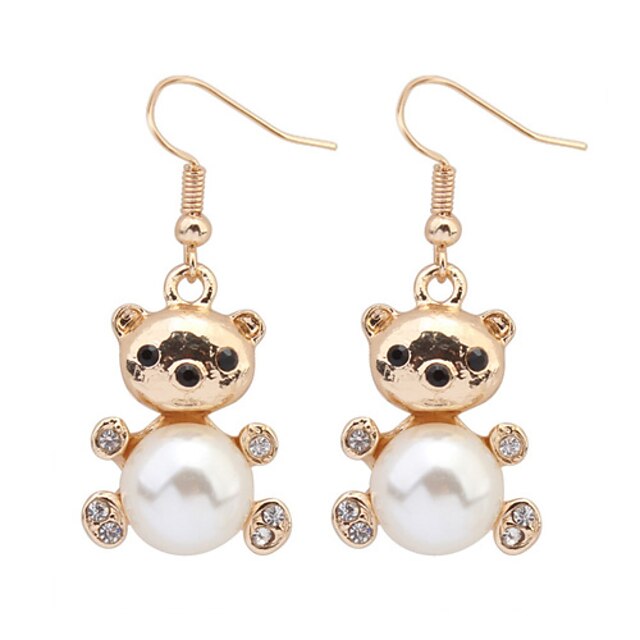  Drop Earrings Bear Animal European Fashion Cute Imitation Pearl Rhinestone Earrings Jewelry For Daily Casual