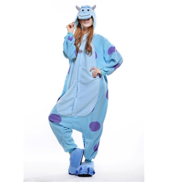  Erwachsene Kigurumi-Pyjamas Blaues Monster Tier Patchwork Pyjamas-Einteiler Polar-Fleece Cosplay Für Herren und Damen Weihnachten Tiernachtwäsche Karikatur Fest / Feiertage Kostüme