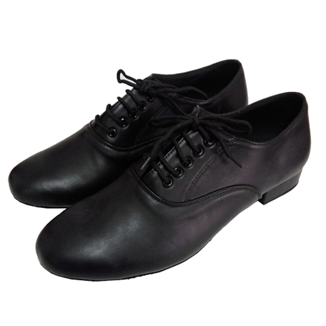  Herren Schuhe für den lateinamerikanischen Tanz Ballsaal Sandalen Blockabsatz Schwarz Schnürsenkel / Leder / Wildleder