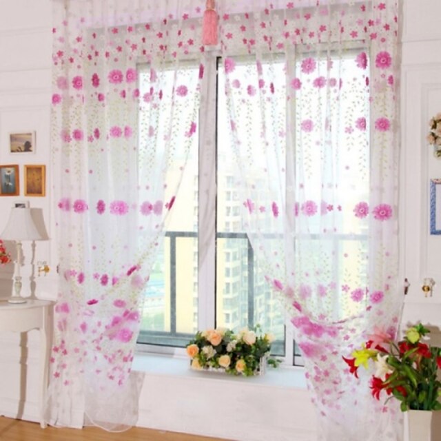  Sheer Curtains Shades Um Painel W99cm×L200cm Roxo / Sala de Estar