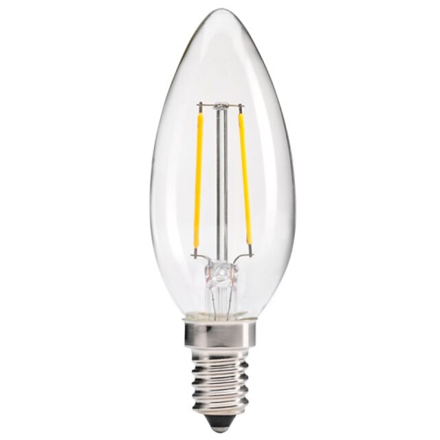  LED žárovky s vláknem 200 lm E14 C35 2 LED korálky COB Voděodolné Ozdobné Teplá bílá 220-240 V
