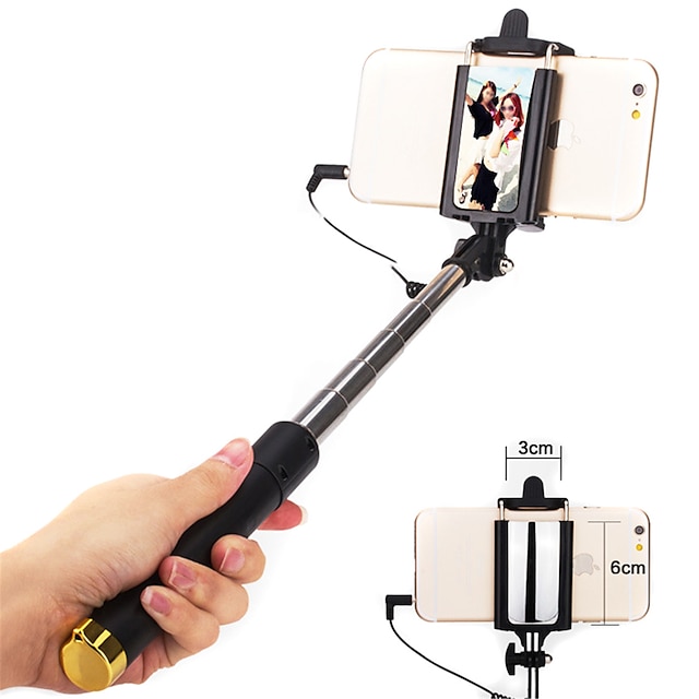  Selfie - Stick Verkabelt Ausziehbar Maximale Länge 110 cm Für Universell Android / iOS Huawei / Samsung Galaxy / Apple