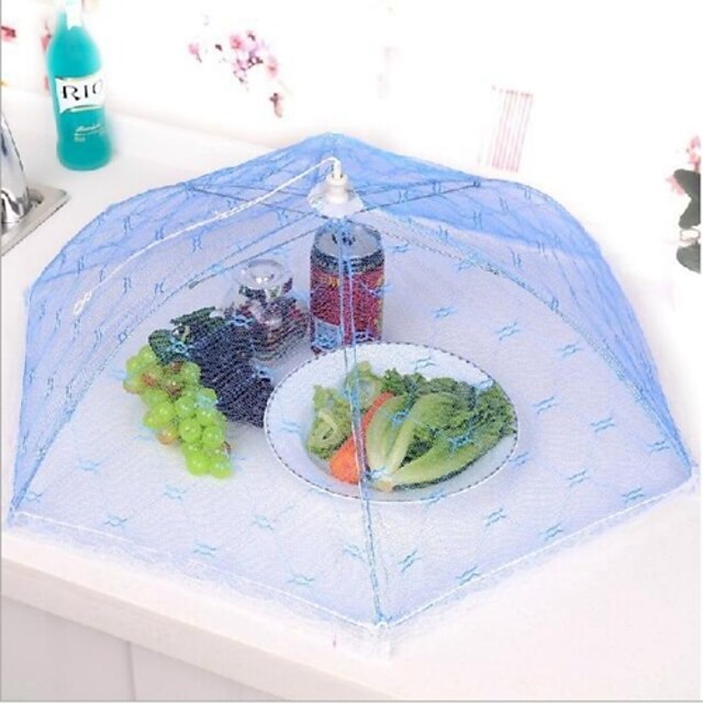 cubierta de almacenamiento de alimentos mesa de la cocina partido paraguas plegable de malla de color al azar estructura de metal de