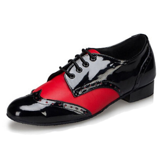  Homens Sapatos de Dança Moderna Couro Sapatilha Salto Robusto Personalizável Sapatos de Dança Preto / Branco / Vermelho / Interior / Espetáculo / Ensaio / Prática