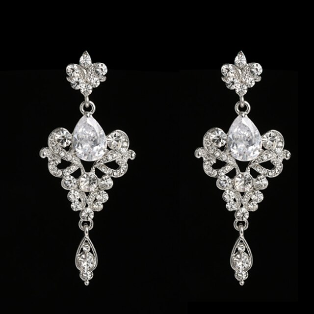  Vintage Women's  Earrings Crystal Diamond  Silver Earring For Wedding Bridal