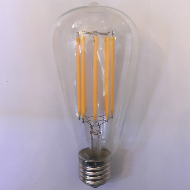  1pc LED Filament Bulbs 1000 lm E26 / E27 ST64 8 LED Beads COB Waterproof Decorative Warm White Amber 85-265 V / 1 pc / RoHS