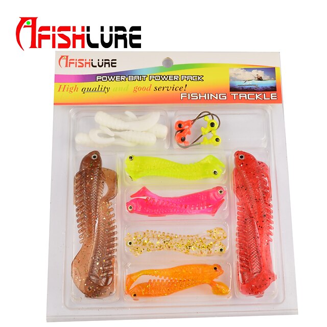  Afishlure Soft Bait Set Lure Packs 20pcs/lot 1g 4cm/1.1g 5,5cm/3.1g 8cm Random Colors Plastic Fishing Lure Suit