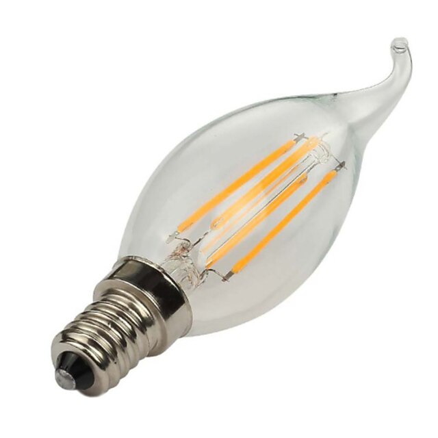  1kpl 4W 360lm E14 LED-hehkulamput C35L 4 LED-helmet COB Koristeltu Lämmin valkoinen / Kylmä valkoinen 220-240V