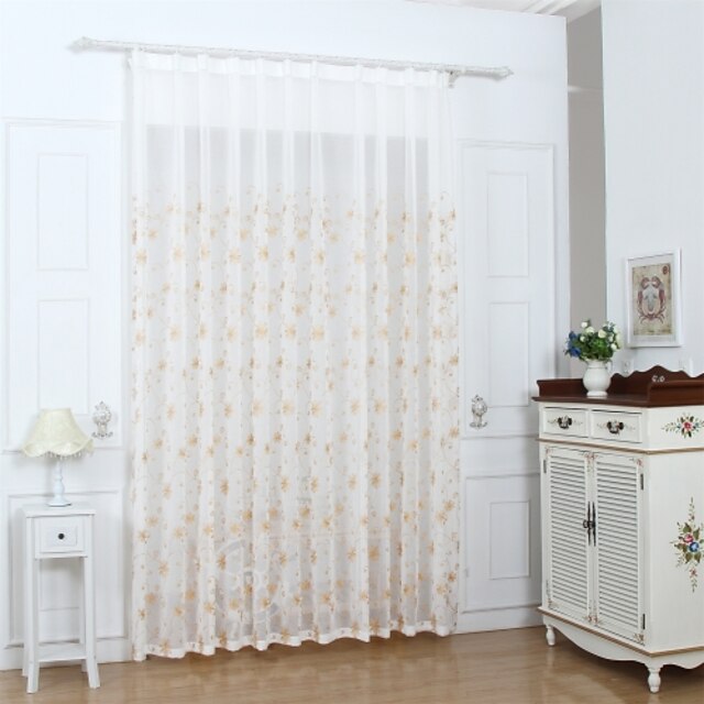  Grommet Top Pencil Pleat Two Panels Curtain Country Modern European Living Room Poly / Cotton Blend Material Sheer Curtains Shades Home