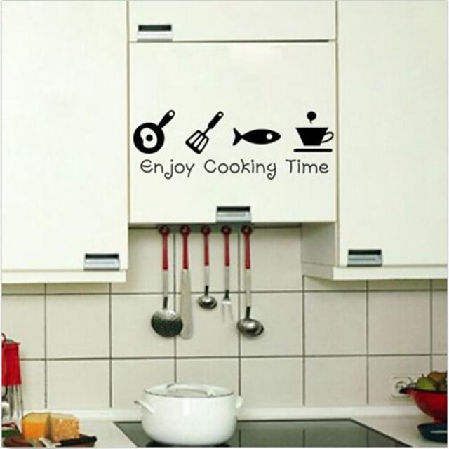  ליהנות מדבקת אמנות הביתה ציטוט קיר ויניל עיצוב מטבח קיר מדבקת בישול זמן