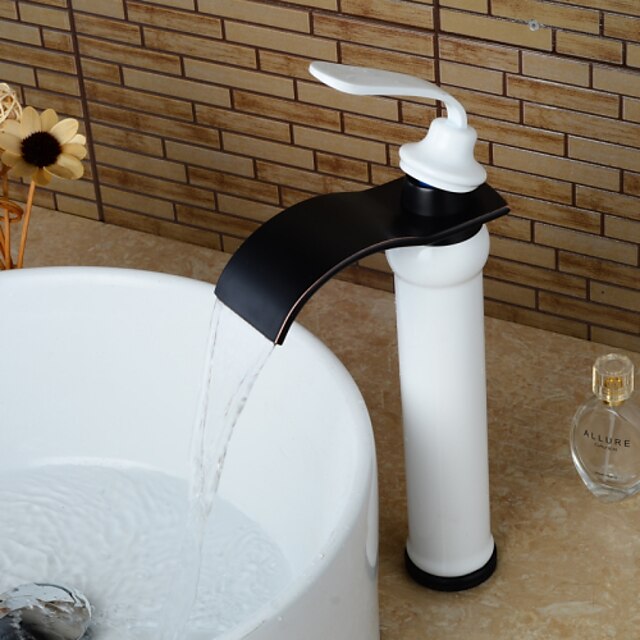  Bathroom Sink Faucet - Waterfall Oil-rubbed Bronze Vessel Single Handle One HoleBath Taps