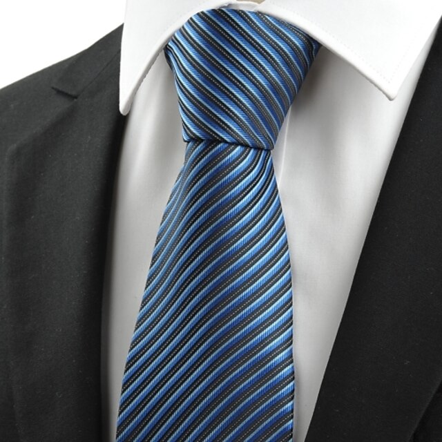  Cravate(Noir / Bleu,Polyester)Rayé