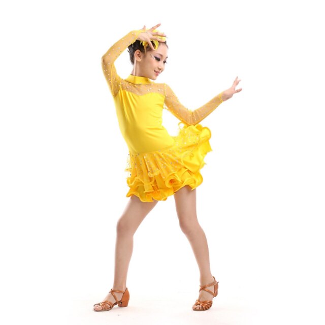  Shall We Latin Dance Children Performance Polyester / Tulle Rhinestones Dresses Dance Costumes