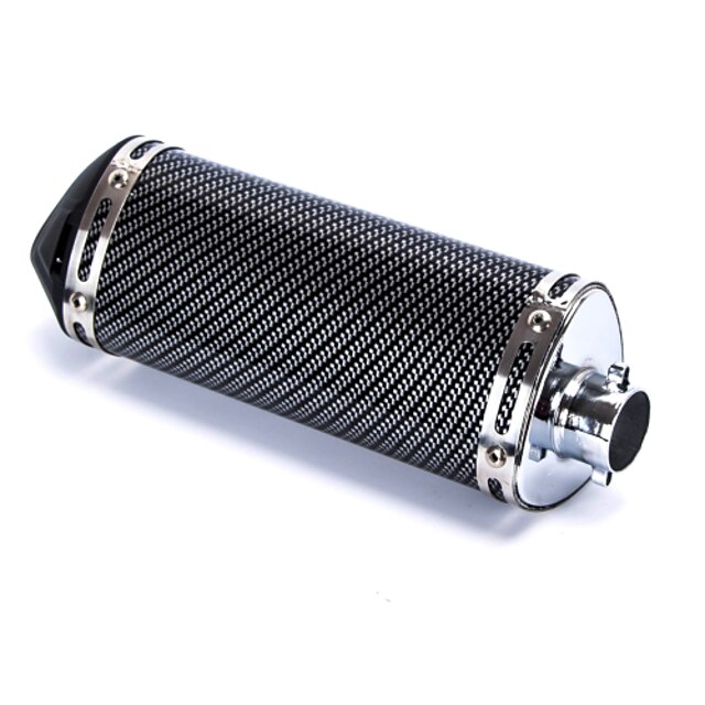  Motorcycle Carbon Fiber Pattern Triangle Shape Exhaust Pipe Silencer Muffler Black 100 x 245mm