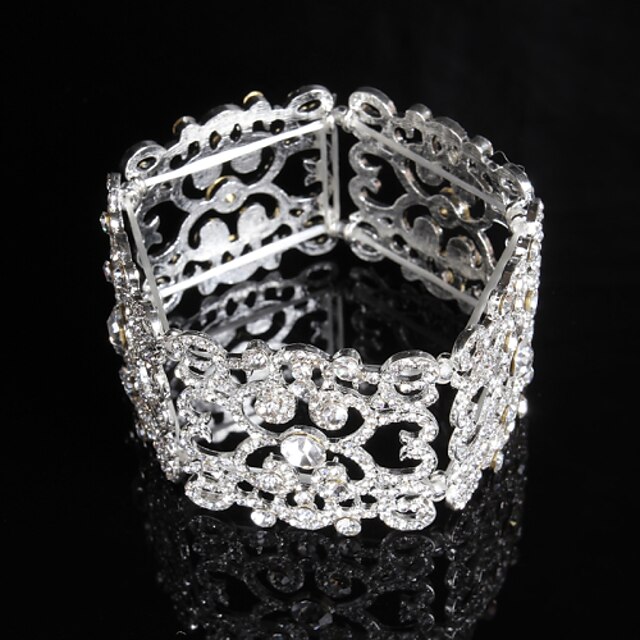  Clear Chain Round Bangles Alloy Bracelet Jewelry Silver For Wedding Party Special Occasion Birthday Engagement
