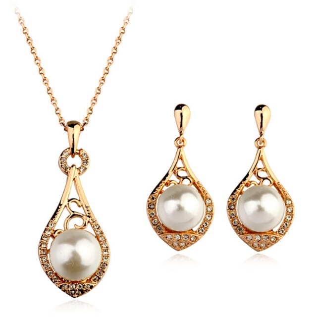  Women's Jewelry Set Necklace / Earrings Luxury Pearl Imitation Pearl Rhinestone Earrings Jewelry Golden / Silver For Daily Casual / Imitation Diamond