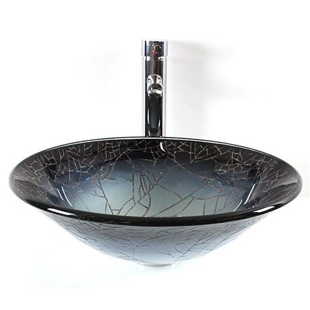  Waschbecken für Badezimmer / Armatur für Badezimmer / Einbauring für Badezimmer Moderne - Hartglas Rundförmig Vessel Sink