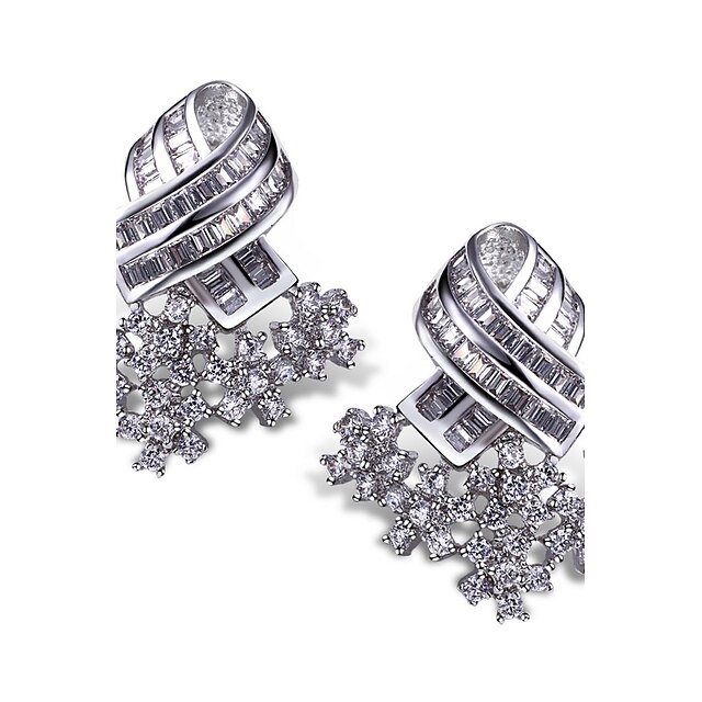  Stud Earrings Drop Earrings Fashion Zircon Cubic Zirconia Platinum Plated White Jewelry For 2pcs