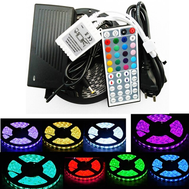  zdm® 5m-es lámpatestek 300 LED-ek 1 x 12v 3a adapter 1 AC kábel rgb vágható öntapadós dekoratív 110-120v 220-240v 1set