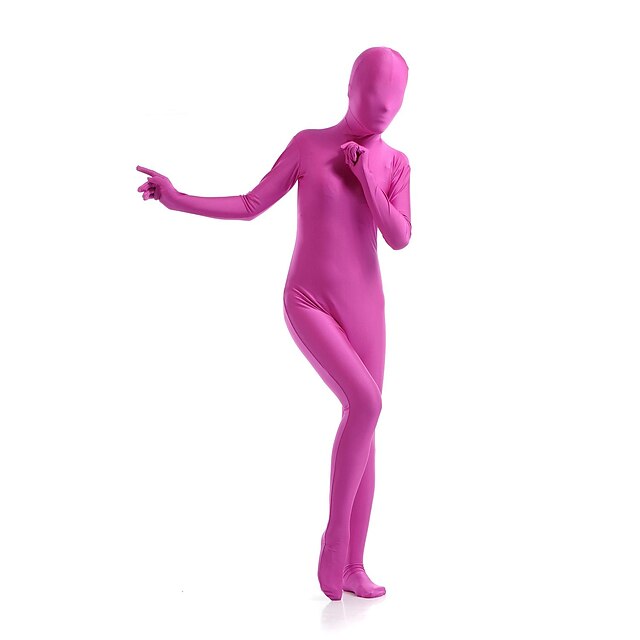  Zentai Drakter Catsuit Huddrag Ninja Voksne Spandex Elastan Cosplay-kostymer Herre Dame Fuksia Ensfarget Halloween / Trikot / Heldraktskostymer / Trikot / Heldraktskostymer / Høy Elastisitet