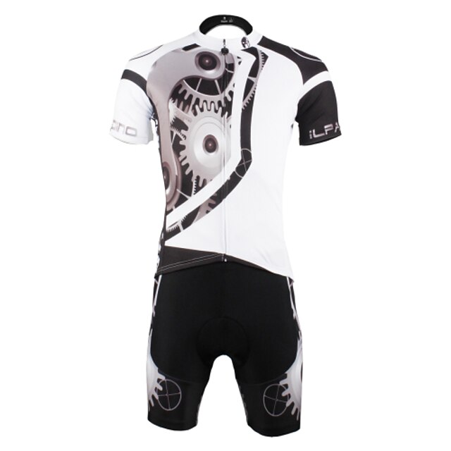  ILPALADINO Men's Cycling Jersey with Shorts Short Sleeve Road Bike Cycling White Fashion Bike Shorts Jersey Clothing Suit Polyester Breathable Ultraviolet Resistant Quick Dry Back Pocket Sports