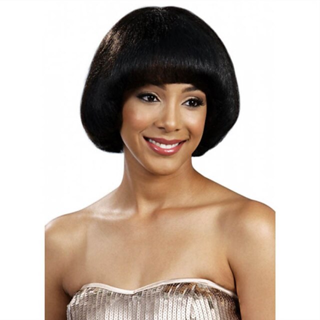 Beauty & Hair Wigs & Hair Pieces | Synthetic Wig Straight Straight Bob With Bangs Wig Short Black Synthetic Hair Womens Black - 