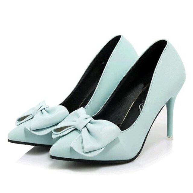  Women's Spring Summer Fall Leatherette Wedding Party & Evening Stiletto Heel Bowknot Black Blue Pink
