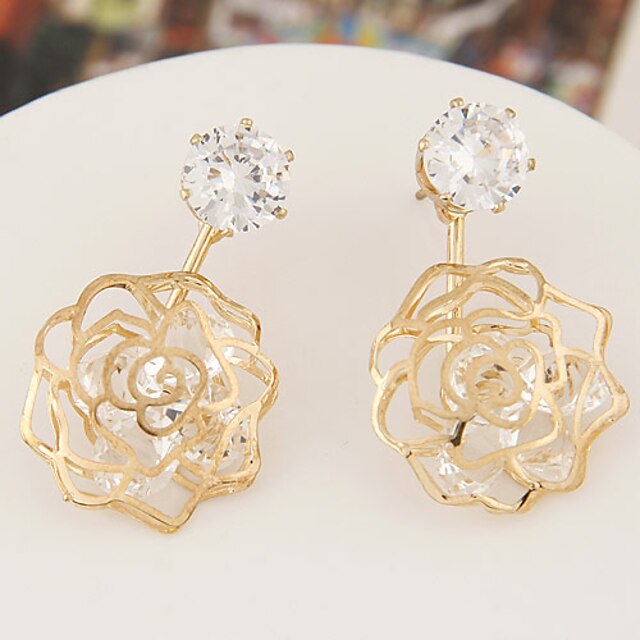  Stud Earrings Drop Earrings Fashion Zircon Cubic Zirconia Alloy Flower Rose Gold Jewelry For 2pcs