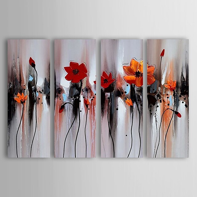  Oil Painting Hand Painted - Still Life Modern Stretched Canvas / Four Panels