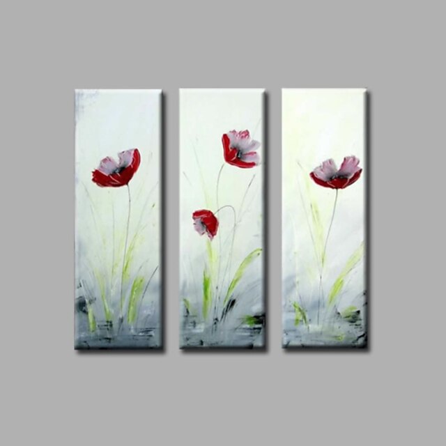  Hånd-malede Abstrakt / Blomstret/BotaniskModerne Tre Paneler Canvas Hang-Painted Oliemaleri For Hjem Dekoration