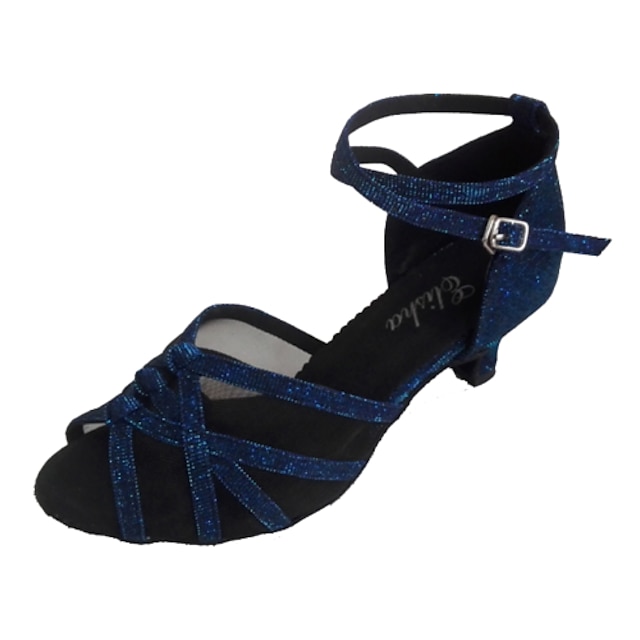  Women's Latin Shoes Salsa Shoes Indoor Performance Practice Sandal Customized Heel Buckle Green Royal Blue / Professional