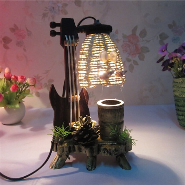  עץ יצירתי בכינור עם מתנת מנורת חדר שנת מנורת שולחן קישוט מיכל עט עבור ילד