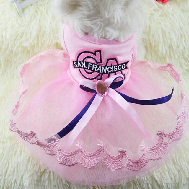  Dog Dress Puppy Clothes Bowknot Wedding Fashion Dog Clothes Puppy Clothes Dog Outfits Blue Pink Costume for Girl and Boy Dog Terylene XS S M L XL XXL