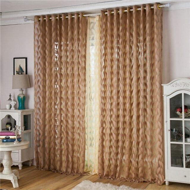  Jacquard Feather Sheer Curtain (Two Panel)