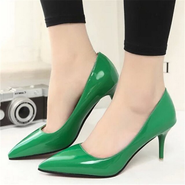  Women's Shoes Stiletto Heel Pointed Toe Heels Dress Black / Green / Pink / Red