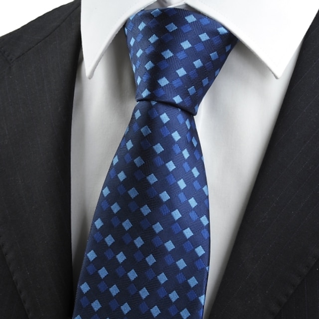  Cravată(Albastru,Poliester)Grid