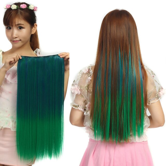  Hot Sale High Temperature Resistance Mixed Color 26 Inch Long Straight 5 Clip Hairpiece Extension